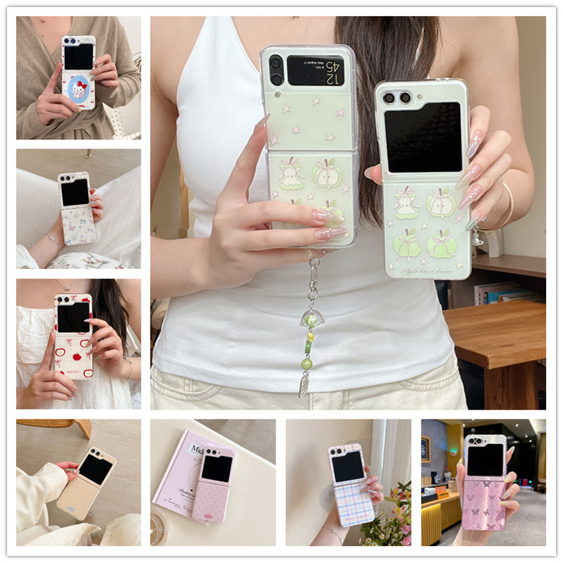 โบว์น่ารัก Apple สร้อยข้อมือเคสโทรศัพท์สําหรับ Samsung Galaxy Z Flip 6 4 5 3 Z Flip6 ZFlip 6 ZFlip6 