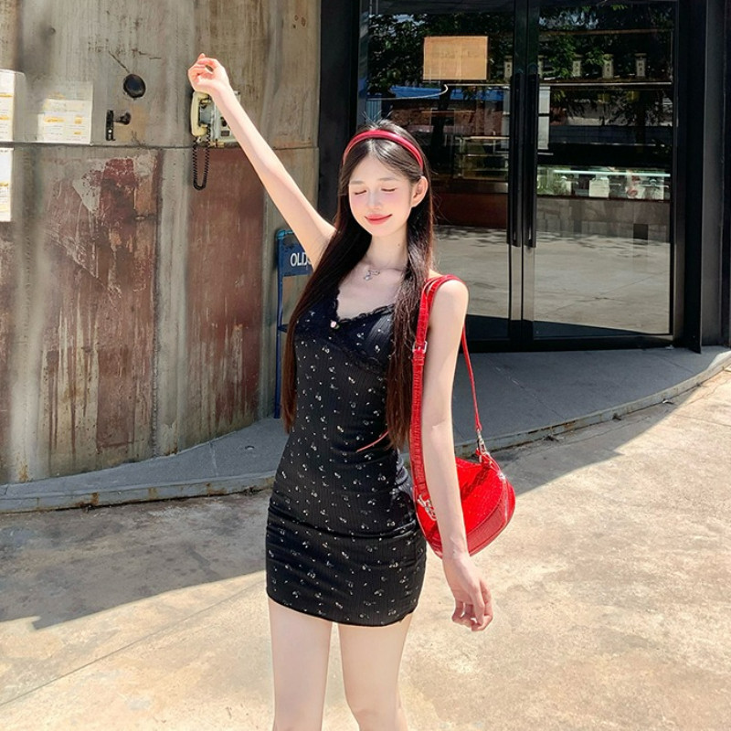 🍋Evelyn🍋ชุดมินิเดรส สายเดี่ยว มีฟองน้ำในตัว ลายดอกไม่ เดรสสั้น เซ็กซี่ สีพาสเทล ใส่สบาย สไตล์เกาหลี#FY6949 - รูปที่ 7