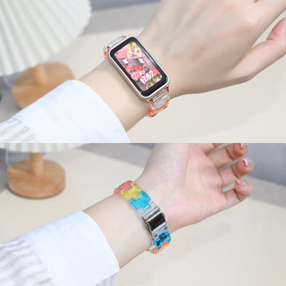 Candy สีเรซิ่นสําหรับ Huawei Band 11/11 Pro/10/9/8 สายรัดข้อมือโปร่งใสเปลี่ยนฝาครอบ