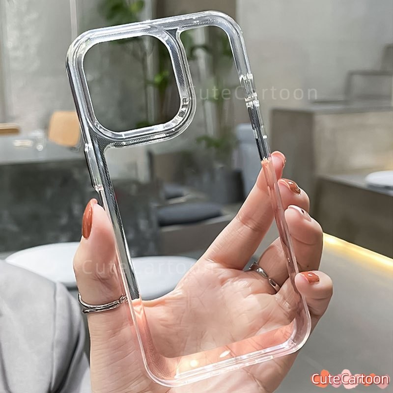 Simple โปร่งใสกรณี iPhone 13 15 16 11 อะคริลิค 12 14 Pro Max XR X Xs คลุมทั้งหมดป้องกัน Anti-fall An