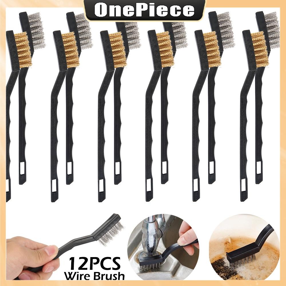 【COD】ชุดแปรงลวด 12 ชิ้น ชุดแปรงขูด (สแตนเลส + ทองเหลือง) ด้ามโค้ง Masonry Brush Wire Bristle