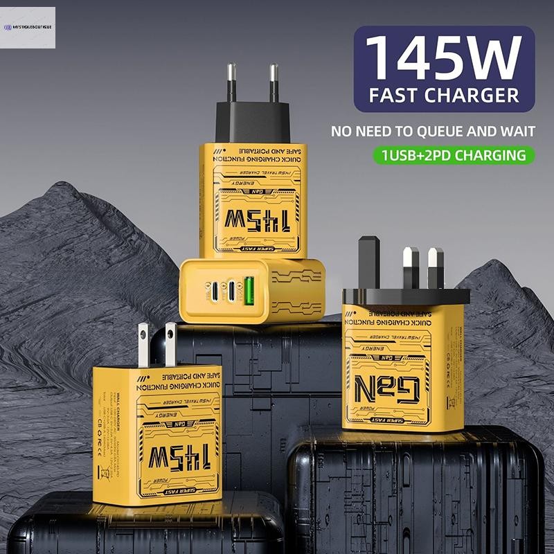 145W 3 พอร์ต Type-C USB GaN ชาร์จโทรศัพท์สําหรับ Huawei PD โทรศัพท์มือถืออะแดปเตอร์ใหม่