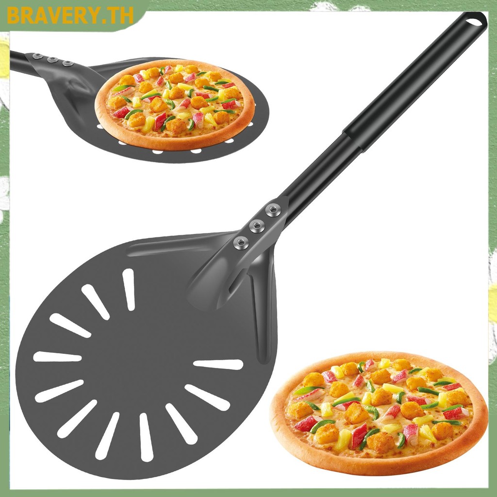 เปลี่ยนเปลือกยาวอลูมิเนียมพิซซ่า Peel Spinner Perforated พิซซ่า Turner Spinner Non-Stick Pizza Paddle 15.75.98.46 นิ้วป้องกันรอยขีดข่วนพิซซ่า Peel SHOPCYC6664