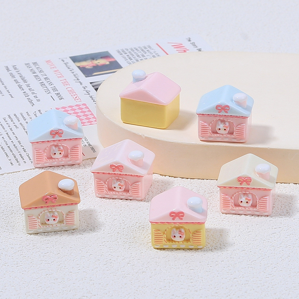 5 ชิ้นบ้านแมวน่ารัก 3D เรซิ่น Charms สําหรับ DIY(5-1)