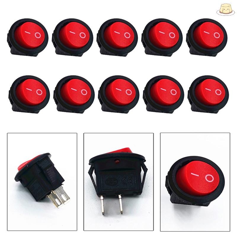 [GZ] 10 ชิ้น KCD11 เส้นผ่านศูนย์กลางขนาดเล็กรอบเรือ Rocker Switches สีดํา Mini รอบสีดําสีขาวสีแดง 2 ขา ON-OFF Rocker Switch TH