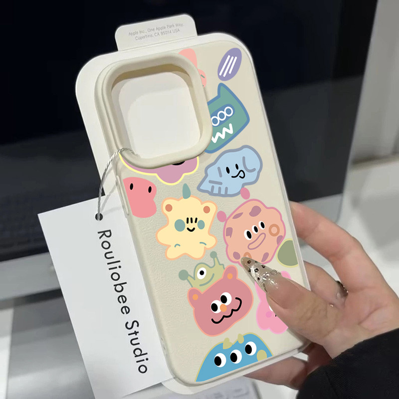 มอนสเตอร์น้อยสร้างสรรค์iPhone 15 14 13เคไอโฟน11 12 ProMax 7 8Plus X XSMax XRโชคดีเคสโทรศัพท์มือถืออะคริลิคใสกันกระแท