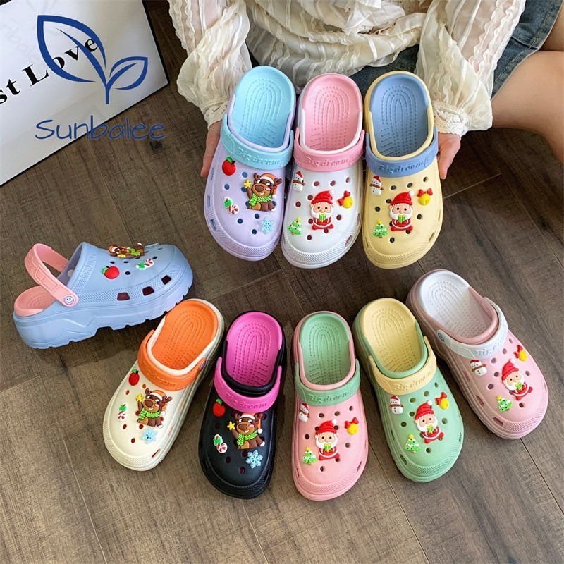 AJAYGNA รองเท้าหัวโต แถมตัวติด คริสมาส เสริมส้น 5 เซน รองเท้าผู้หญิงรัดส้น EVA สีพื้นล้วน  H-13A ราคา ถูกที่สุด ดีลบีเคเค แกลเลอรีภาพที่ 3