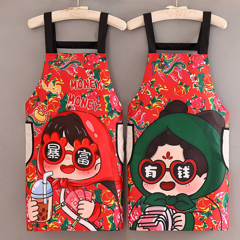 Northeast Characteristic Style Large Flower Cloth Festive Waterproof Stain-Resistant Household Kitchen Apron Catering Special Overclothes Work Clothes bxyG