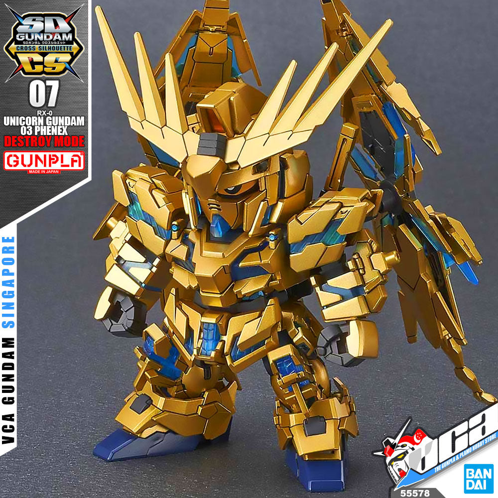 Bandai GUNPLA SD SUPER DEFORMED CROSS SILHOUETTE SDCS RX-0 UNICORN GUNDAM 03 PHENEX MODEL KIT ของเล่