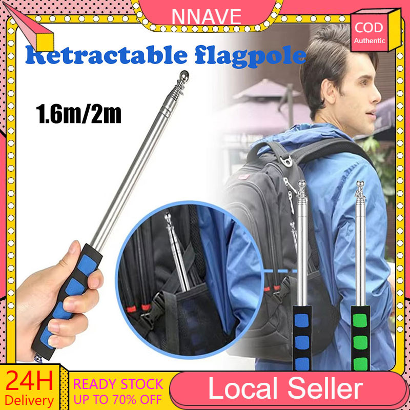 ขยาย 1.6M/2M Telescopic Flag Pole สีฟ้า/สีเขียวแบบพกพามือถือ Windsock Flags Tour Guide ครูตัวชี้