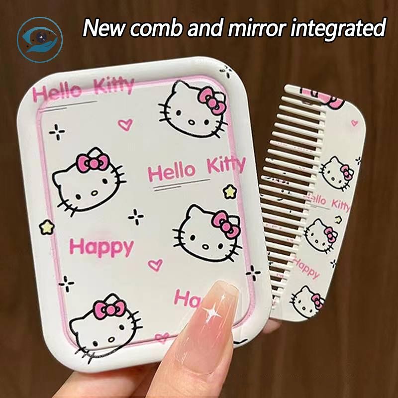 [Smw] Sanrio Hello Kitty Mini Kawaii กระจกแต่งหน้าแบบพับได้พร้อม Com แบบพกพาน่ารักสําหรับผู้หญิงสาวมินิมือถือเครื่องมือแต่งหน้า TH