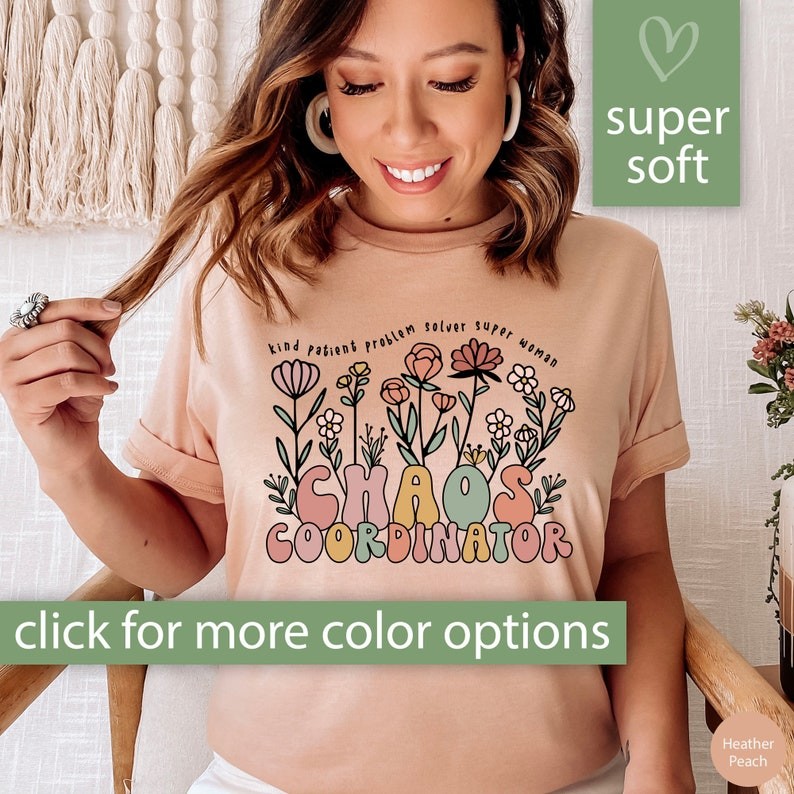 Chaos Coordinator Shirt Teacher Gift, Retro Wildflower Teacher T Shirt for Teacher Appreciation, Cha