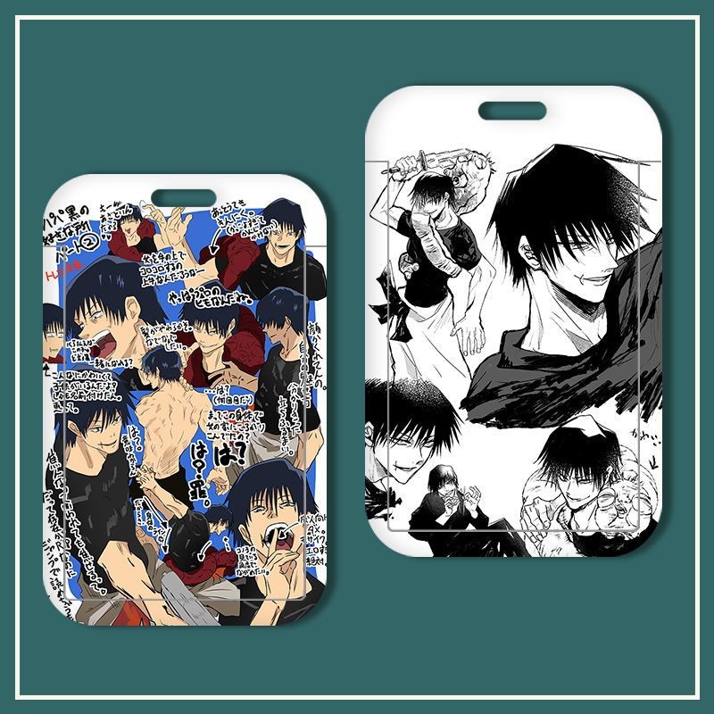 Jujutsu Kaisen Fushiguro Toji ผู้ถือบัตรที่กําหนดเองนักเรียนป้ายโรงเรียนรถบัสการ์ด MRT การ์ด ID ส่วนบุคคลฝาครอบป้องกันพร้อมเชือกแขวน