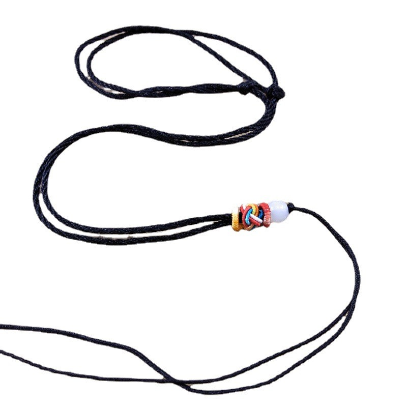 ลูกปัดสีขาวหัวเข็มขัดเชือกสร้อยคอ DIY เชือกถักด้วยมือจี้หินจี้เชือกแขวน - รูปที่ 3