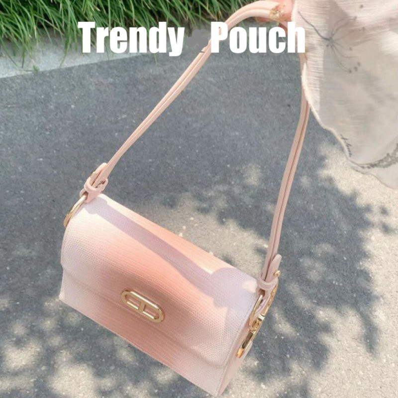TRENDY POUCH ผงกุหลาบ กระเป๋าสะพาย มีมูลค่าสูง เฉพาะ ขั้นสูง ผู้หญิง กระเป๋าสี่เหลี่ยมเล็ก