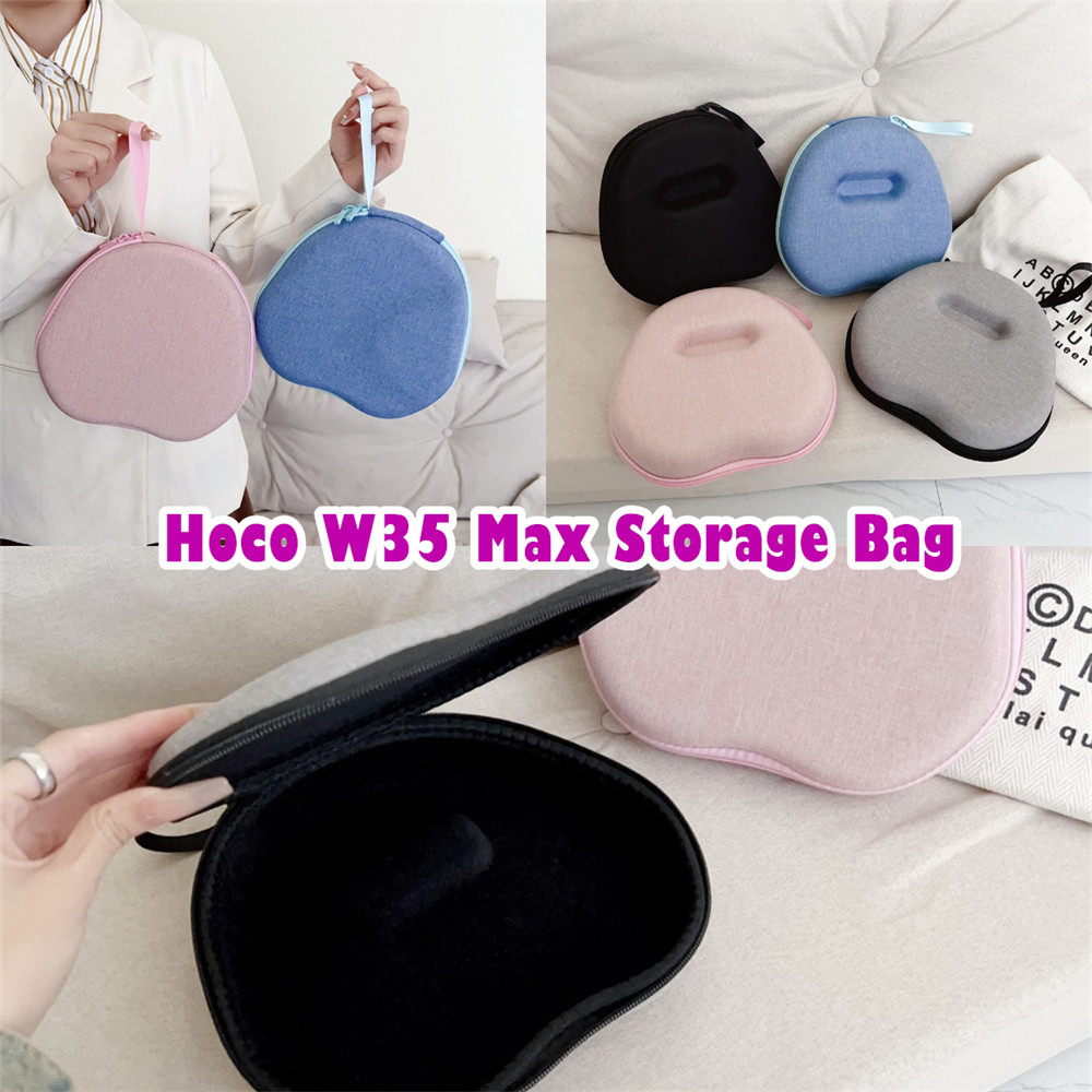 สําหรับ Hoco W35 Max เคสหูฟังอินเทรนด์สีเทาชุดหูฟัง Earpads Storage Bag กล่องปลอก EVA