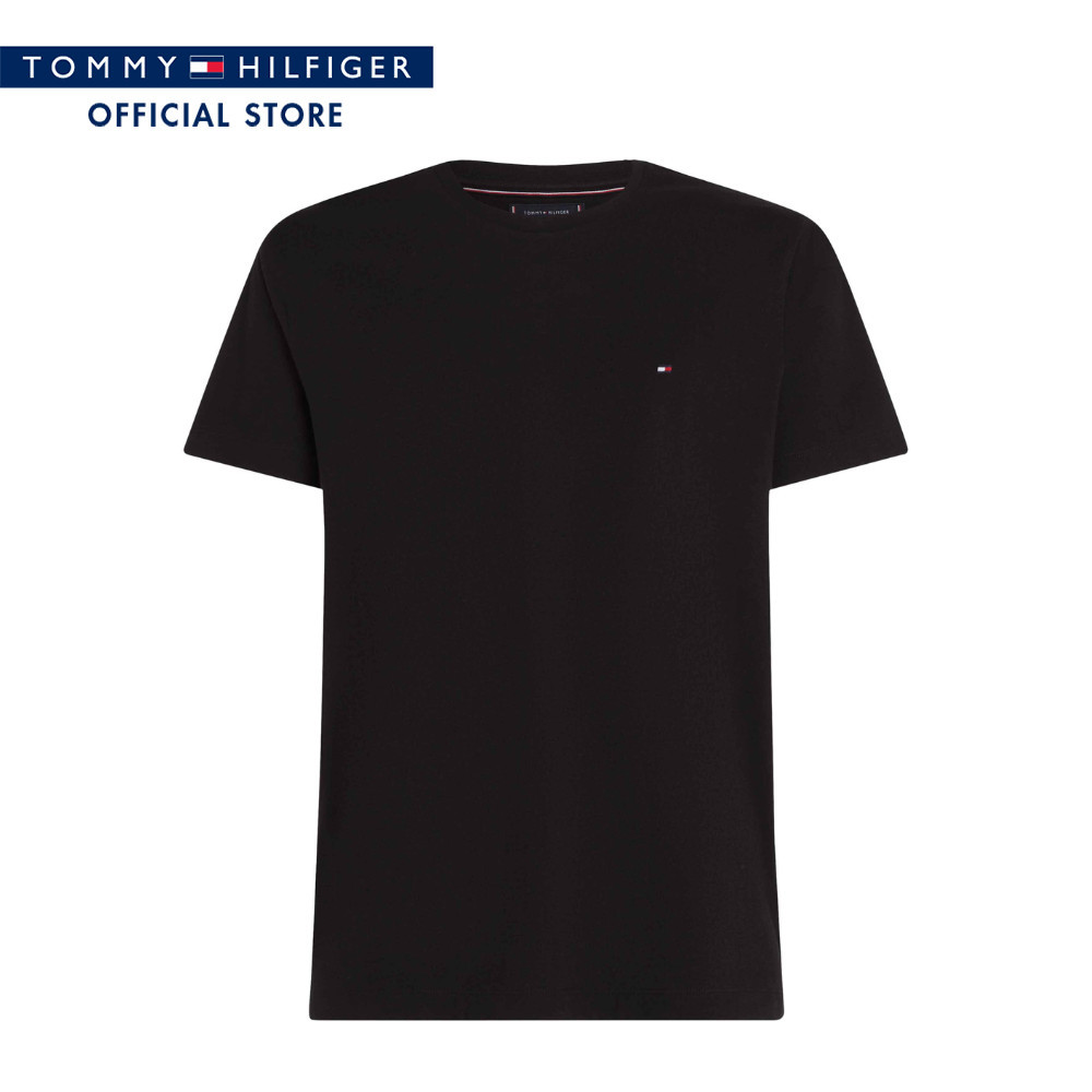 Tommy Hilfiger เสื้อยืด ผู้ชาย รุ่น MW0MW37267 BDS - สีดำ ทรง Regular Fit