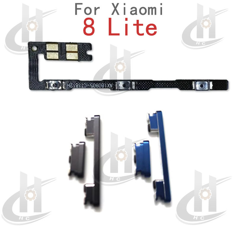 สําหรับ Xiaomi 8 Lite Power volume ปุ่มด้านข้าง Flex Cable Keys ปุ่มปิดปุ่มปรับระดับเสียงขึ้นและลงด้านข้างอะไหล่ทดแทน
