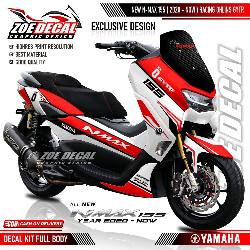 ใหม่ล่าสุด สติ๊กเกอร์ดีคอลบอดี้เต็ม YAMAHA NMAX 155 OHHLINS GYTR MOTIF