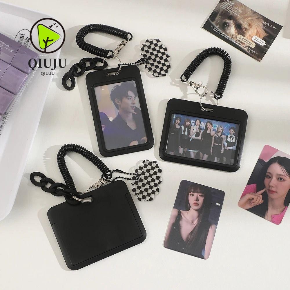 ที่ใส่บัตร ชิวจู จี้กระเป๋า ที่ใส่โฟโต้การ์ด 3 นิ้ว พลาสติกแบบพกพา สีดํา โรงเรียน เครื่องเขียน ธุรกิจ การ์ด ที่ยึด