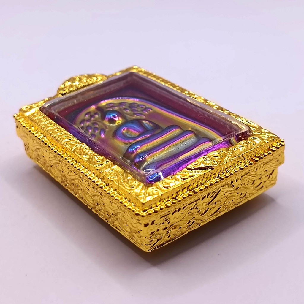 K258 พระสมเด็จโต วัดระฆัง พิมพ์ปรกโพธิ์ เหล็กไหล 7 สี กรอบทองไมครอน ขนาด 2.5x4 ซม. - รูปที่ 4