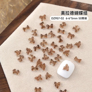 Rou Bao 50 ชิ้นเล็บผสมสีแดง Maillard Bow หลายสไตล์ Girly 3D เรซิ่นเล็บ Art DIY Charms ตกแต่ง