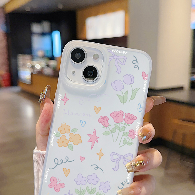 เคสไอโฟน 11 For IPhone 12 13 14 15 16 Pro Max 15 14 7 8 Plus X XR XSMAX SE 2020 การ์ตูน Graffiti ดอกไม้เคสโทรศัพท์นุ่ม - รูปที่ 4