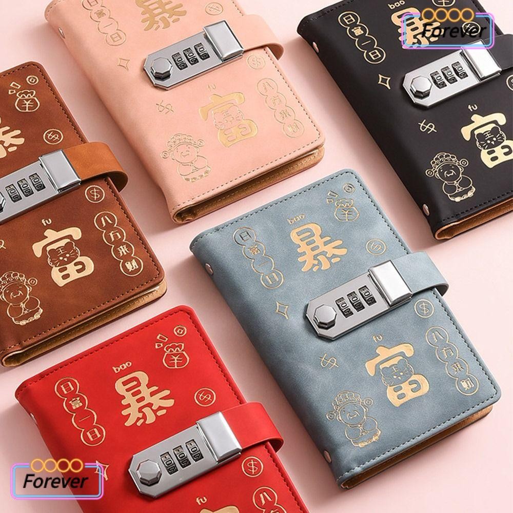 Forever 100 ซองประหยัดเงิน Challenge ประหยัดเงินพร้อมรหัสผ่านล็อค Mini Binder Saving Challenge, ตลก PU รวยค้างคืนแผ่นออมทรัพย์แบบใช้ซ้ําได้เด็ก