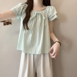 🧡LINNA🧡เวอร์ชั่นเกาหลี สีทึบ แขนสั้น เสื้อเชิ้ต แฟชั่น สันทนาการ