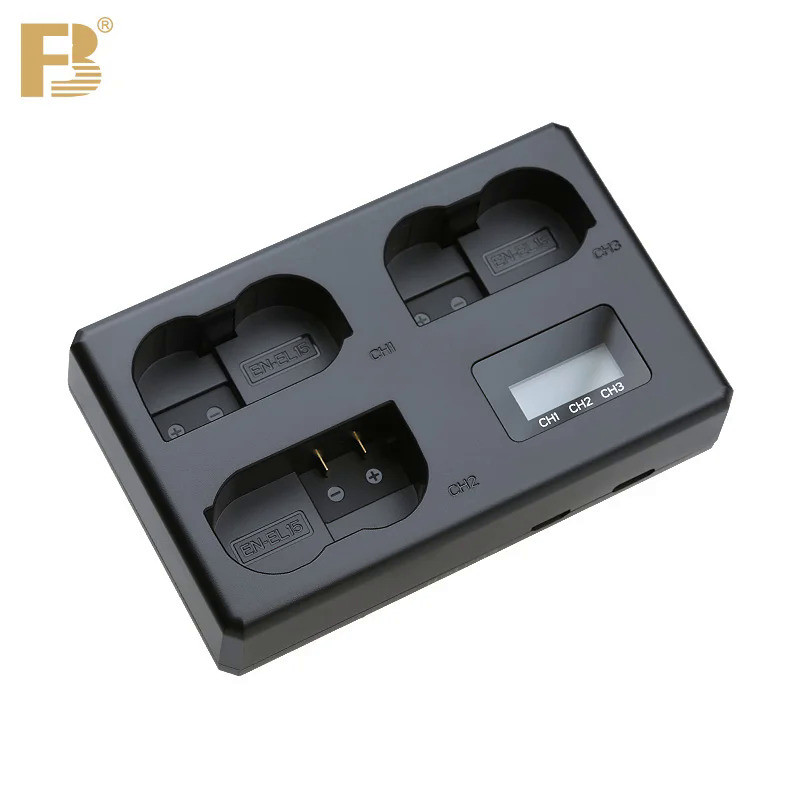 FB EN-EL15 EL15C Battery 3 Slot Charger for Nikon Camera D750 D800E Z5 D780 D7200 D800 D500 D610 Z7I