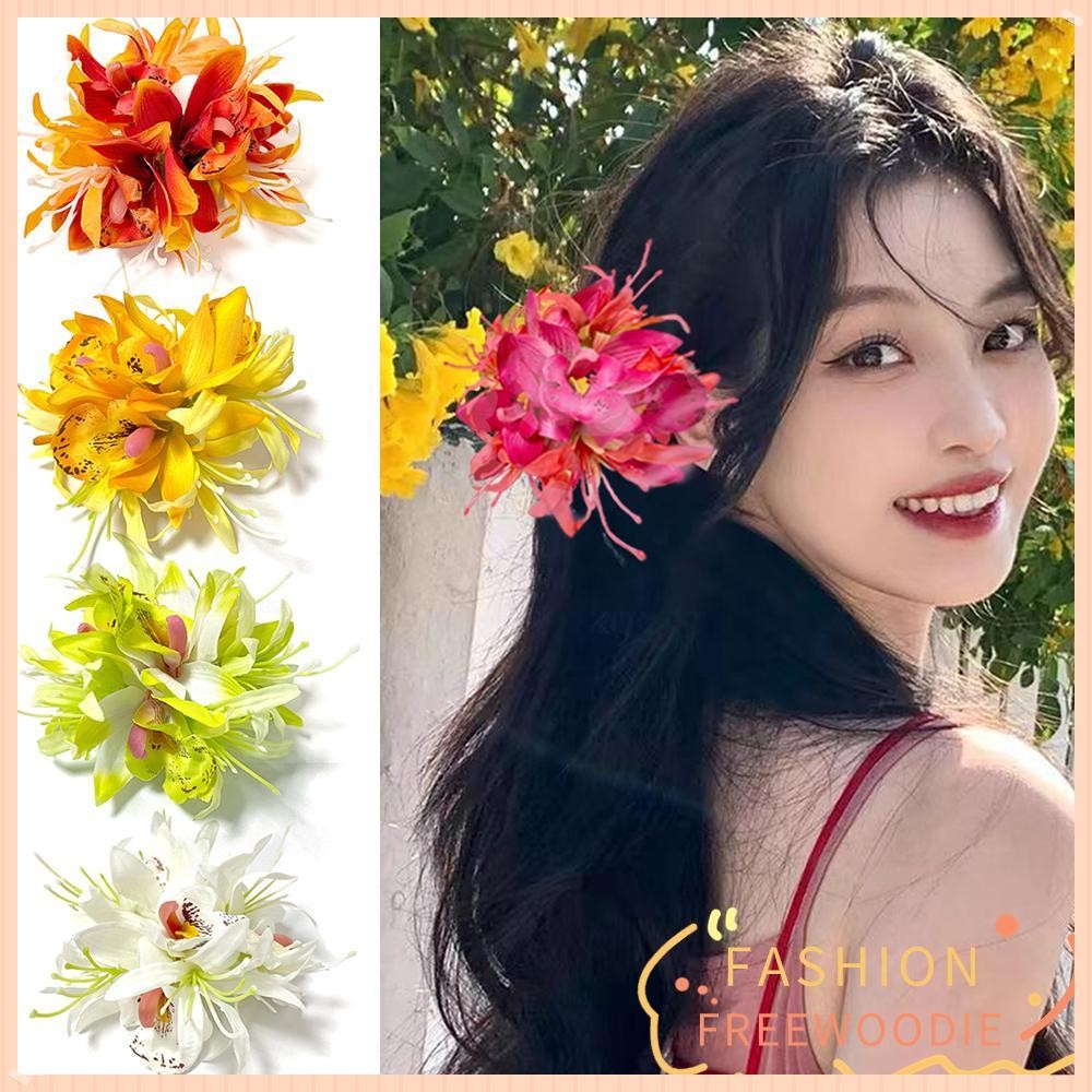 ไม้ฟรี กิ๊บติดผมดอกไม้,กิ๊บติดผมดอกไม้สไตล์จีนโบฮีเมียน,คลิปหน้าม้าจําลองนางฟ้ายอดนิยมสําหรับผู้หญิงสาว