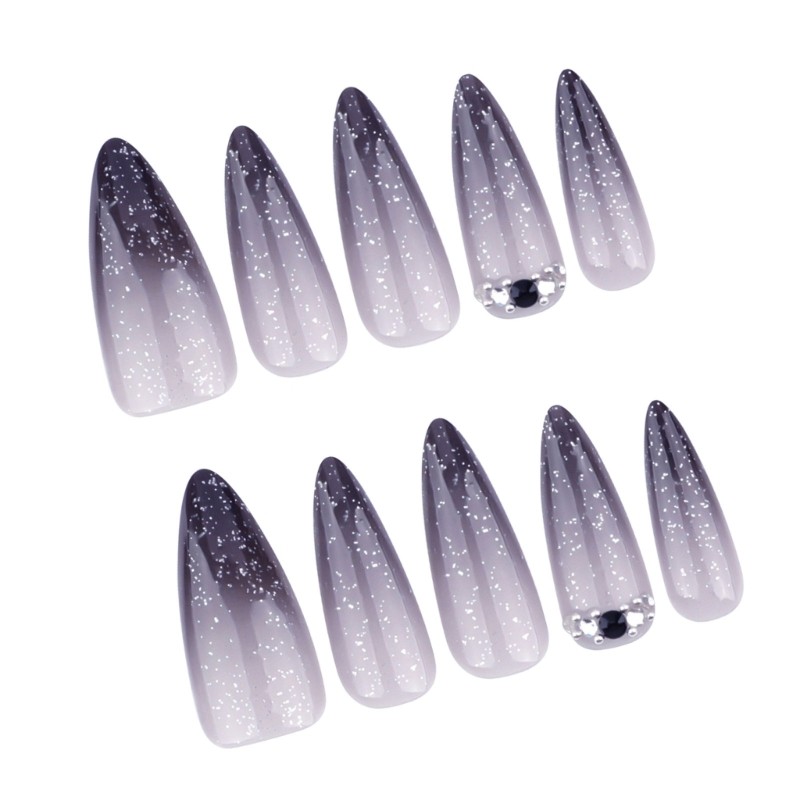 KIIK Stilettos Almond Press on Nail French Nail Tip กาวติดเล็บปลอมบนเล็บสําหรับผู้หญิง