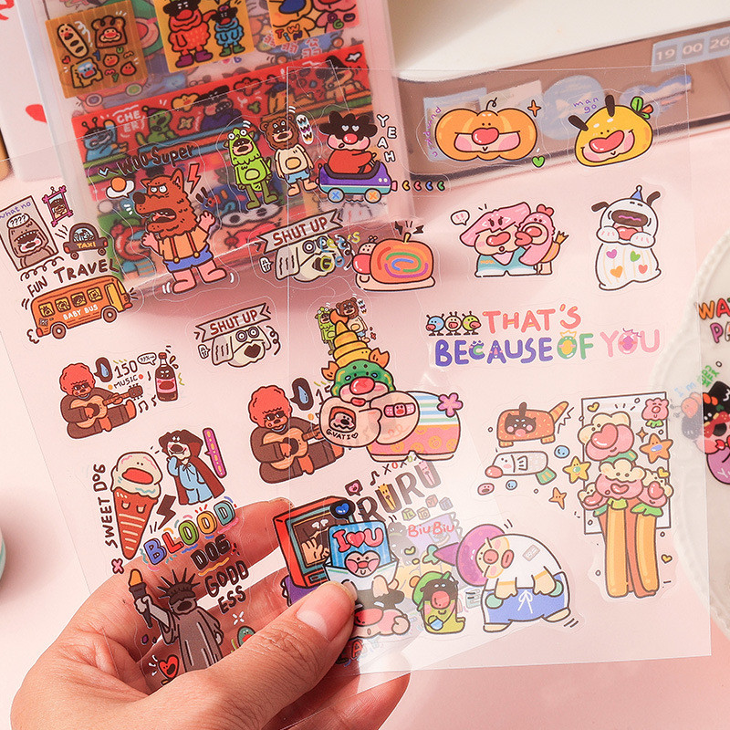 4 แผ่น สติกเกอร์สัตว์น่ารักชุด Kawaii ใส PET การ์ตูนตกแต่ง Scrapbooking อุปกรณ์สําหรับ Bullet Journaling ไดอารี่ DIY ศิลปะหัตถกรรมอัลบั้ม Planner Junk ราคา ถูกที่สุด ดีลบีเคเค แกลเลอรีภาพที่ 4