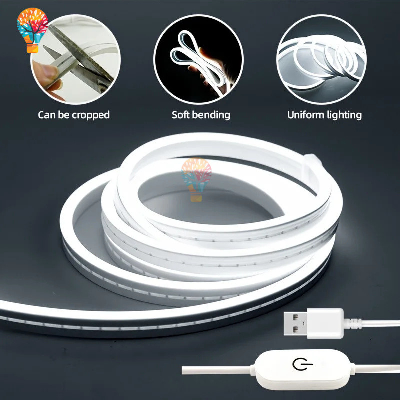 5โวลต์ USB LED แถบซิลิโคนนีออนเข้าสู่ระบบแสง3535สวิทช์สัมผัสหรี่แสงได้กันน้ำที่มีความยืดหยุ่นริบบิ้นโคมไฟสำหรับห้องพักตกแต่งบ้าน