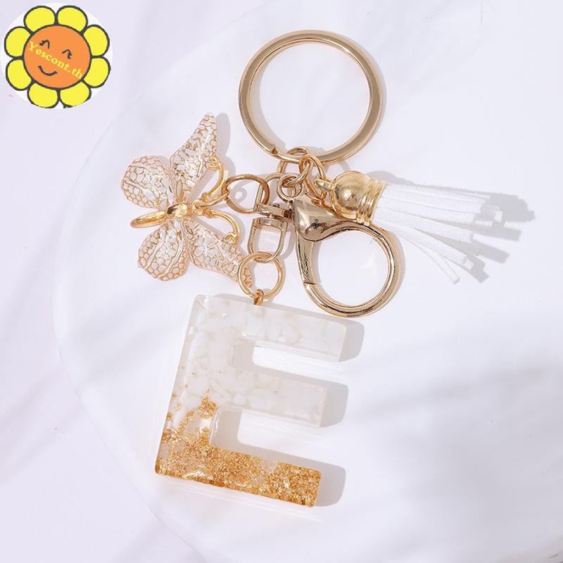 YESCONT A ถึง Z พวงกุญแจตัวอักษร 26 เริ่มต้นตัวอักษรสีขาว sels พวงกุญแจกระเป๋าแฟชั่นเครื่องประดับรถ Trinket ของขวัญ TH - รูปที่ 3