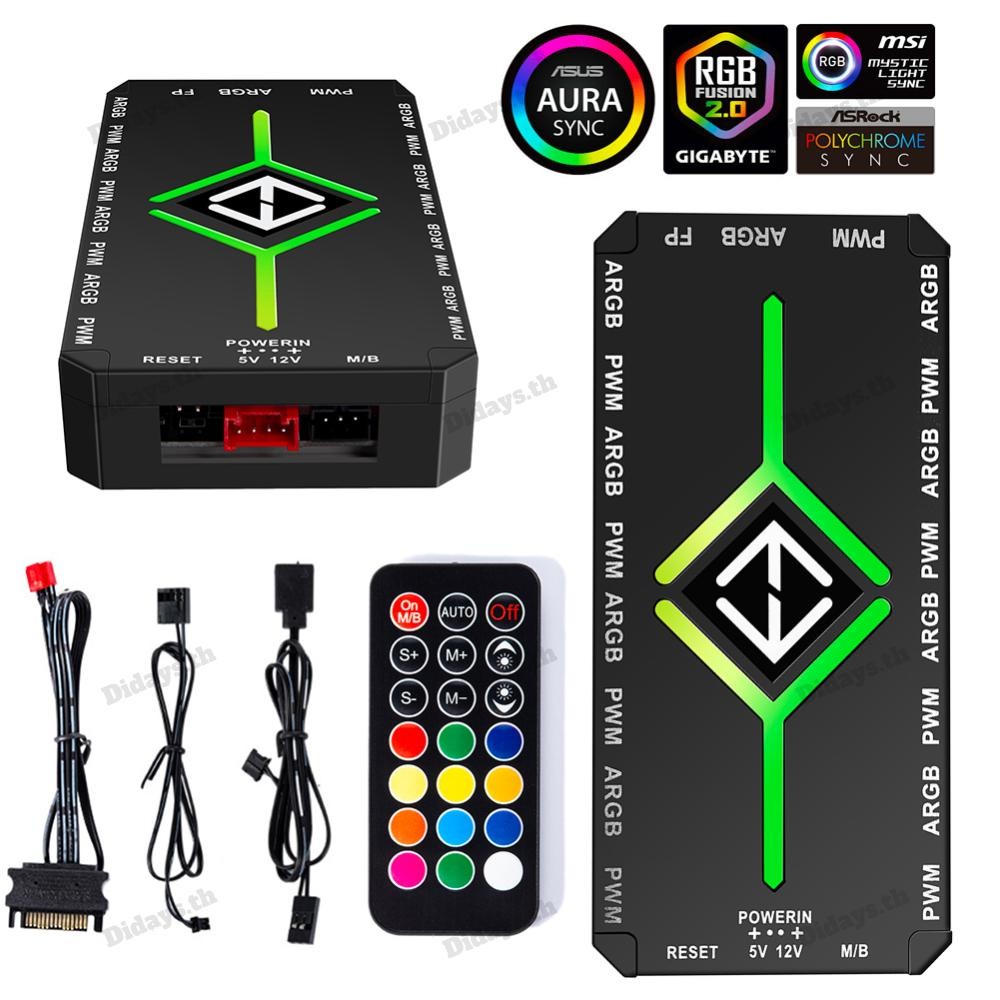 1 ถึง 9 3 ใน 1 PWM ARGB Fan Hub Splitter PWM ฮับดูดแม่เหล็กพร้อมรีโมท - รูปที่ 5
