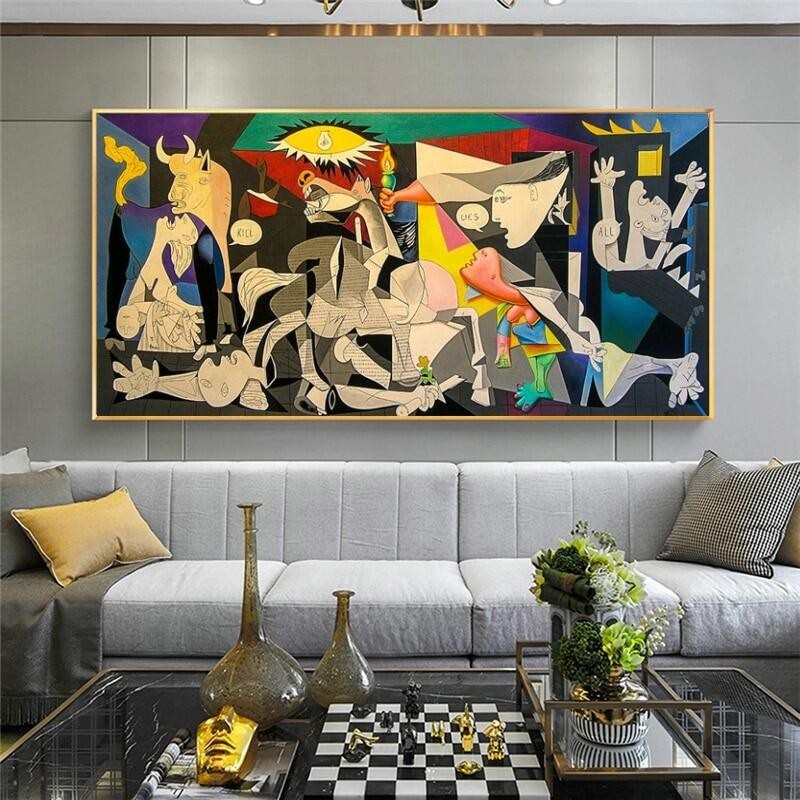 Guernica โดย Picasso ภาพวาดผ้าใบ Reproductions ผ้าใบที่มีชื่อเสียง Wall Art โปสเตอร์และพิมพ์ Picasso ภาพ Home Wall Decor 1211