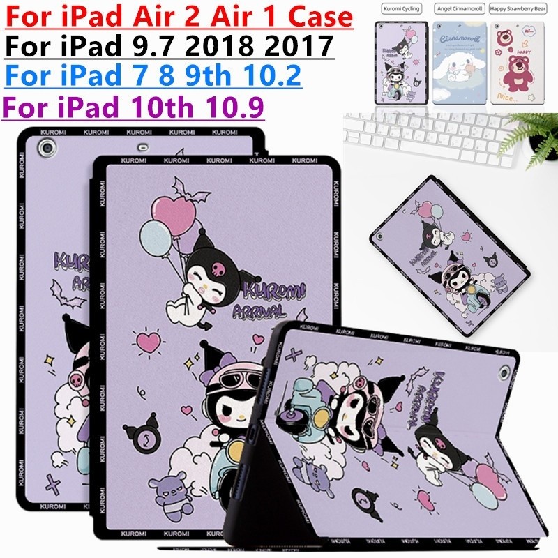 สําหรับ iPad Air 2 Air 1 กรณี iPad 9.7 2018 2017 กรณีรูปแบบการ์ตูนน่ารัก Folio Shell Stand ฝาครอบสําหรับ 5th 6th 7 8 9 10.2 สมาร์ทกรณีพลิก