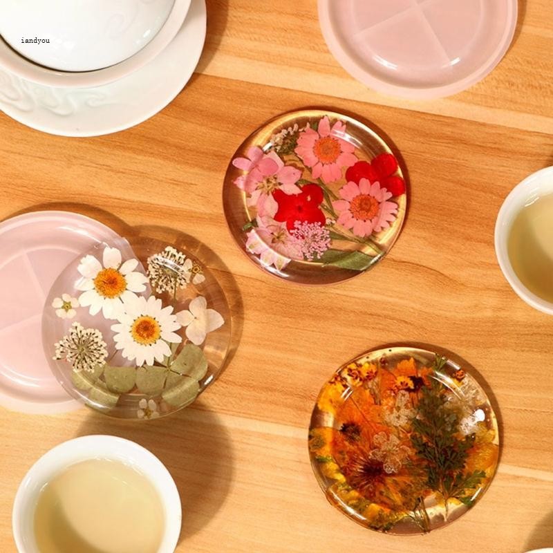 Iny รอบขนาดเล็ก Tea-Cup Coaster แม่พิมพ์ซิลิโคนสําหรับ DIY เรซิ่นงานศิลปะตกแต่งบ้าน