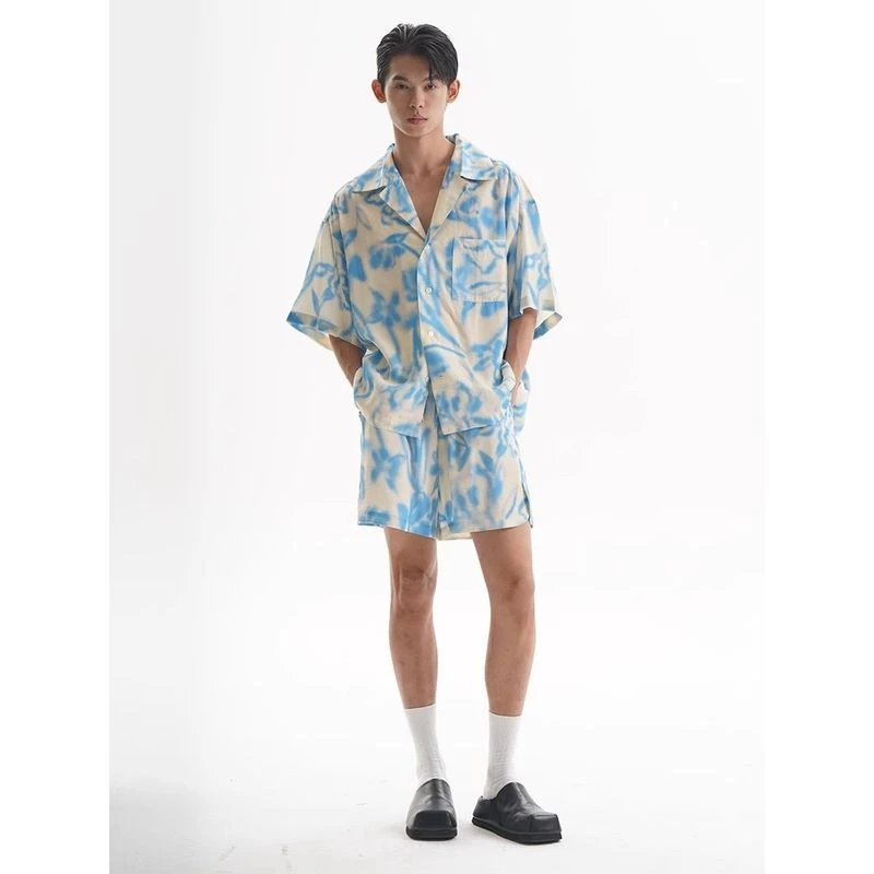 EERSHENSHI เสื้อเชิ้ตแขนสั้นคอคิวบา ลายดอกสไตล์รีสอร์ท thumbnail 6