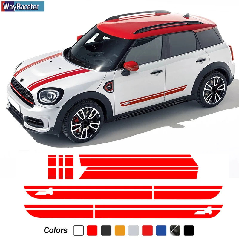 Car Hood Decal Bonnet Band Rear Trunk Body Kit Side Stripes Skirt Sticker For MINI Countryman F60 Co