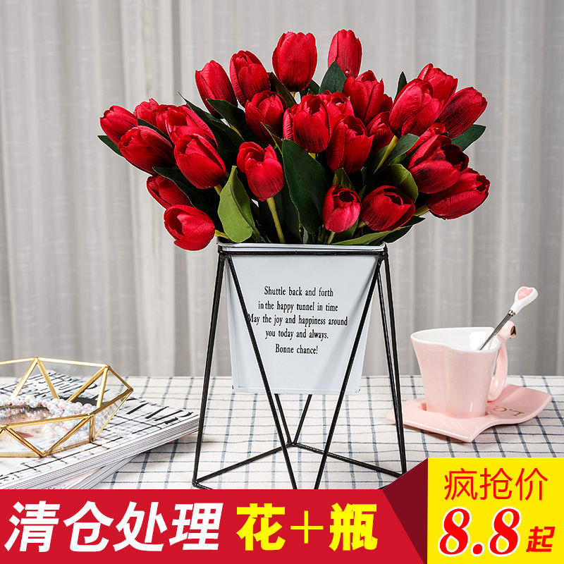 仿真花假花餐桌卧室客厅装饰品花酒柜创意摆件工艺品家居插花盆栽Simulated flowers, fake flowers, dining table, bedroom, living room de