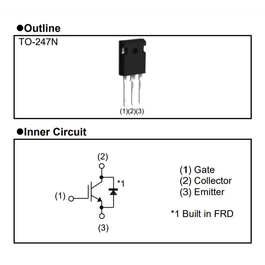 IGBT ไอจีบีที RGT80TS65DGC11 RGT80TS65D (จำนวน 10ชิ้น) 650V 70A 234W TO-247 ROHM ของแท้100%