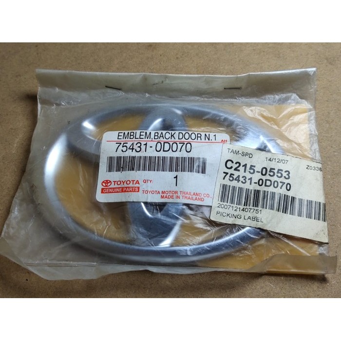 โลโก้สัญลักษณ์หลัง Toyota Yaris ดั้งเดิม 7543-0D070 - 75431-YARIS อะไหล่