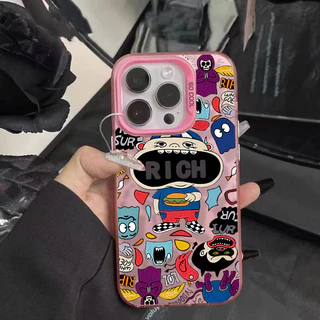 🔥MARIO🔥เคส iPhone โลหะลายกราฟฟิตี้สุดเก๋ที่สร้างสรรค์ ไอโฟน11 16For iPhone 17 12 13 14 15Pro MAX X XS XR XS 6 7 8Plus