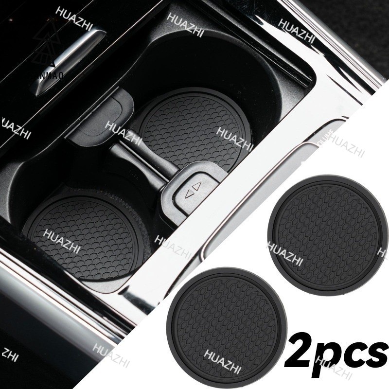 HZ 2PCS Universal สีดํารถ Auto ถ้วยใส่ Coaster Anti-slip Pad สําหรับ VW Honda Volvo Tesla Toyota Audi BMW อุปกรณ์เสริม