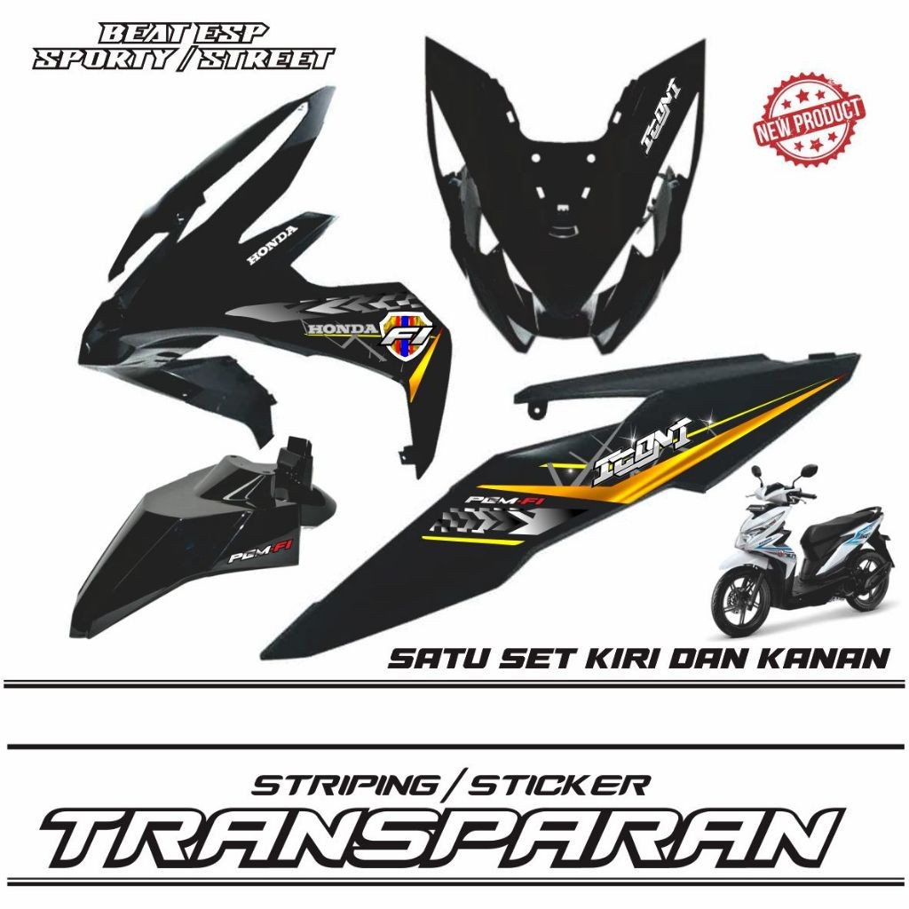 สติ๊กเกอร์แถบสําหรับ HONDA BEAT ESP BEAT STREET MOTORCYCLE TRANSPARENT สติ๊กเกอร์ POLET VARIATION AR