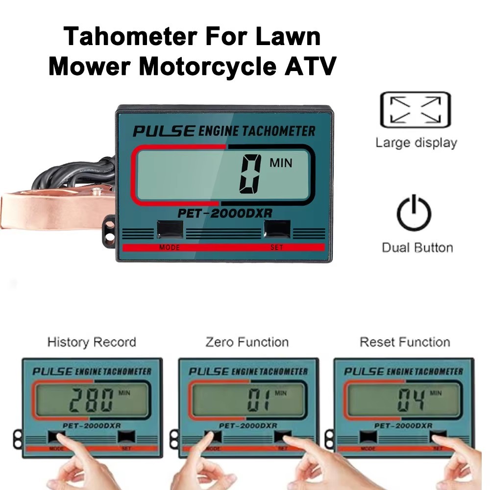 100-30000 RPM Gauge Digital Tachometer Tach Hour Meter สําหรับ ATV เครื่องตัดหญ้า 2/4 จังหวะเครื่องยนต์ Spark Plugs อุปกรณ์เสริมรถจักรยานยนต์