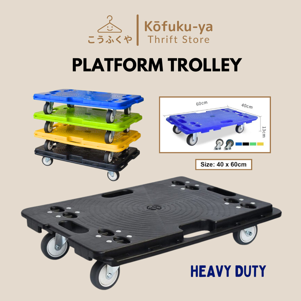 Kofuku-Ya ญี่ปุ่น 60*40 แพลตฟอร์มรถเข็น Moving Storage Heavy Duty ใช้บ้านและอุตสาหกรรมโหลด Unloading