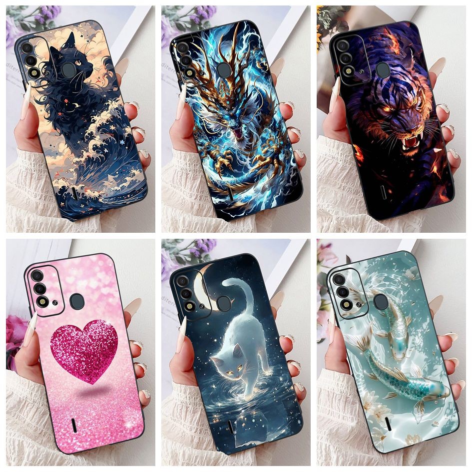 สําหรับ Itel P37 P651L Vision 2S กรณี Cool Dragon Cat สัตว์ซิลิโคนโทรศัพท์ปกหลังสําหรับ Itel P37 Pro